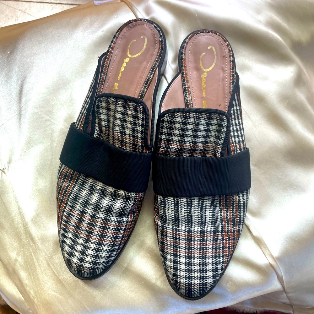 Oscar de la Renta Plaid Mules, Made in Italy Size 41